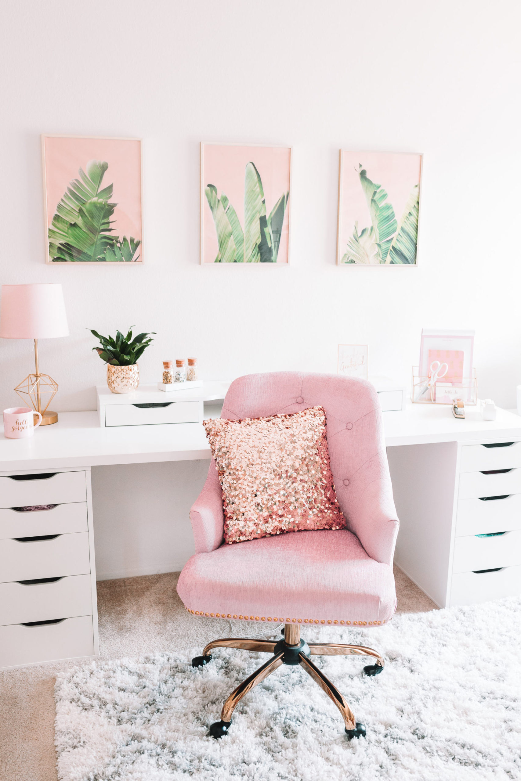 Modern Bohemian Chic Pink Home Office Reveal